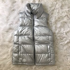 old navy silver puffer jacket